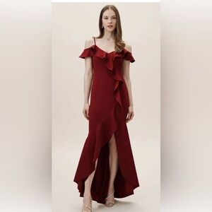 BHLDN Asymmetrical Bordeaux Burgundy Dress